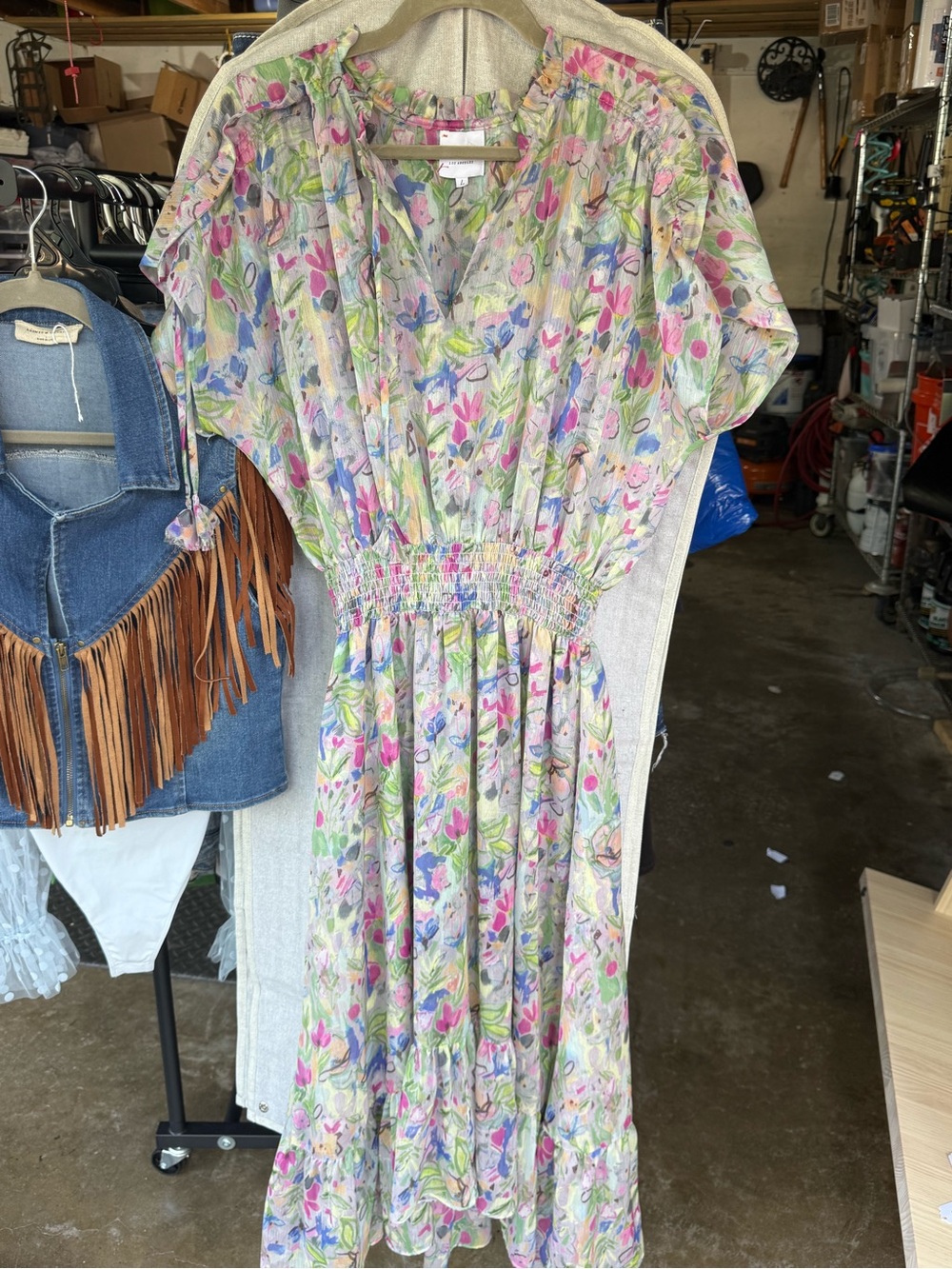 Misa Los Angeles Pastel Floral Smocked Waist Maxi Dress